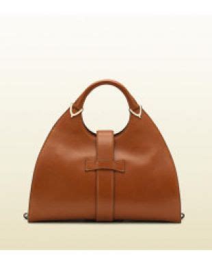 gucci women's brown stirrup leather shoulder bag